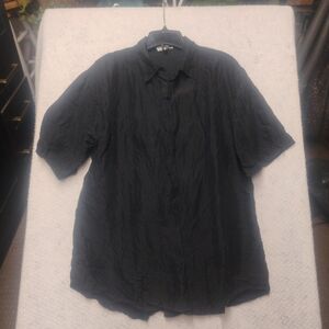 Vintage MARNIE WEST 100% Silk Shirt Women’s Medium Black Short Sleeve Button Up